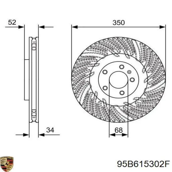 Купити 95B615302F Porsche Ротор гальмівний