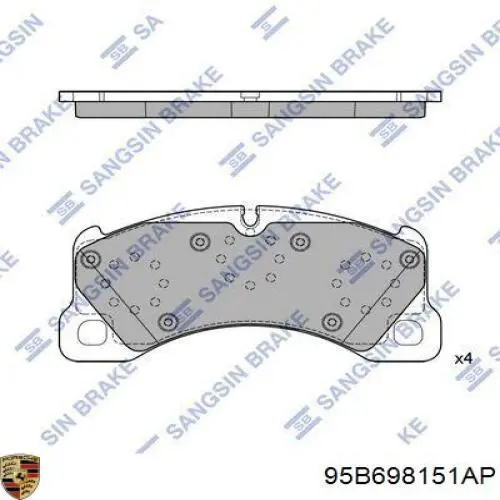 Гальмівні колодки Porsche 95B698151AP ціна, від 861.81 USD