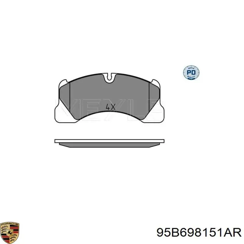 Купити 95B698151AR Porsche Колодки гальмівні передні, дискові