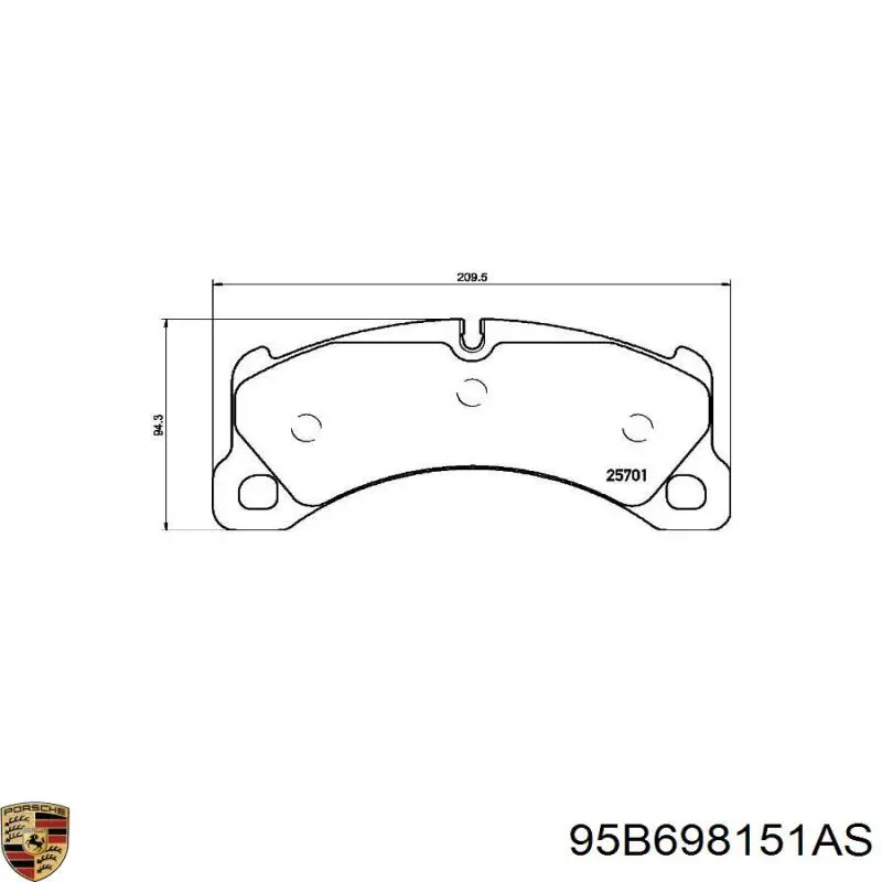 Передні тормозні колодки 95B698151AS Porsche