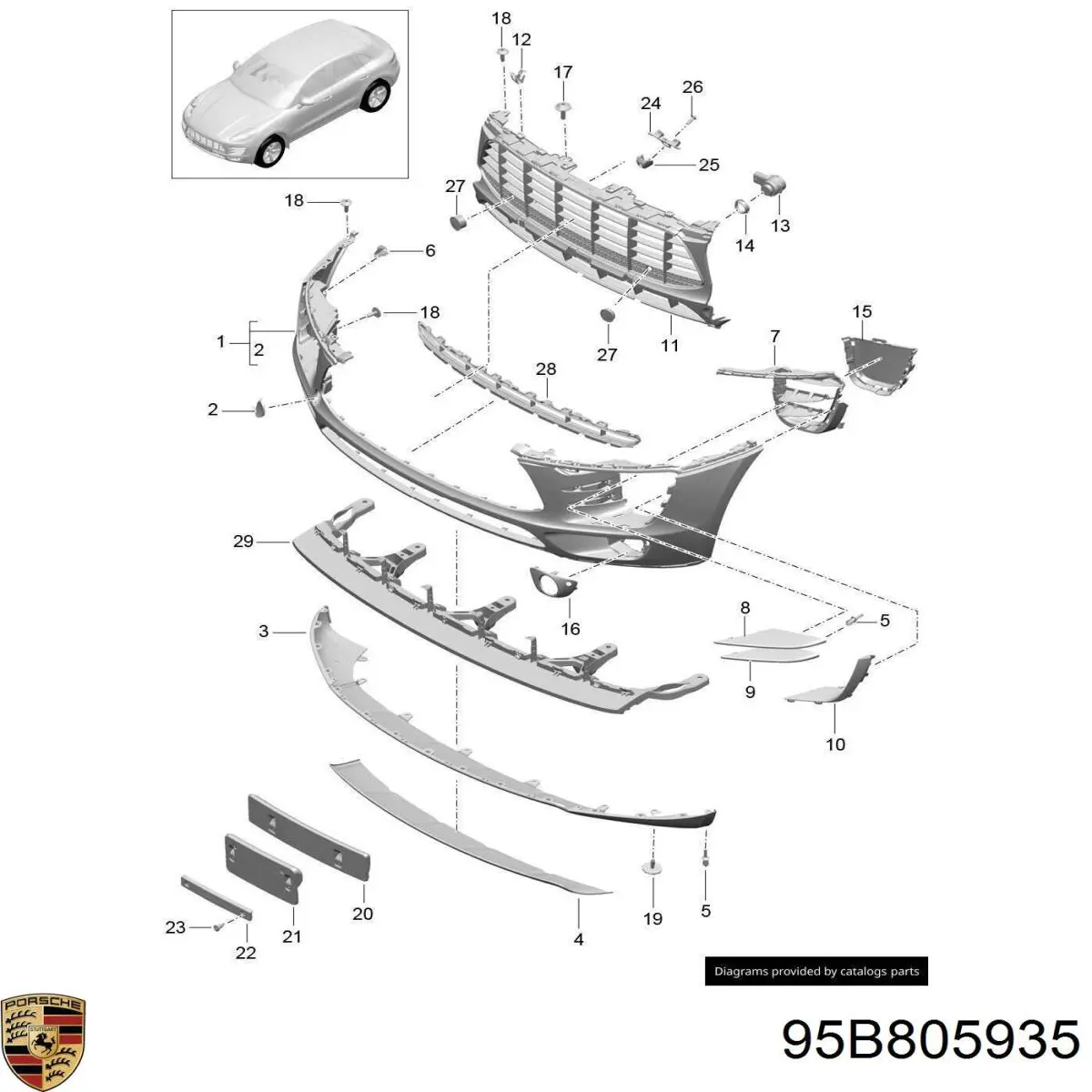  Porsche 95B805935 ціна, від 328.67 USD