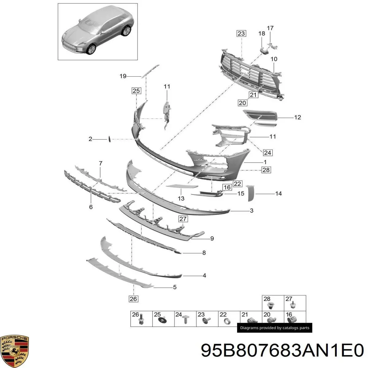 Купити 95B807683AN1E0 Porsche 