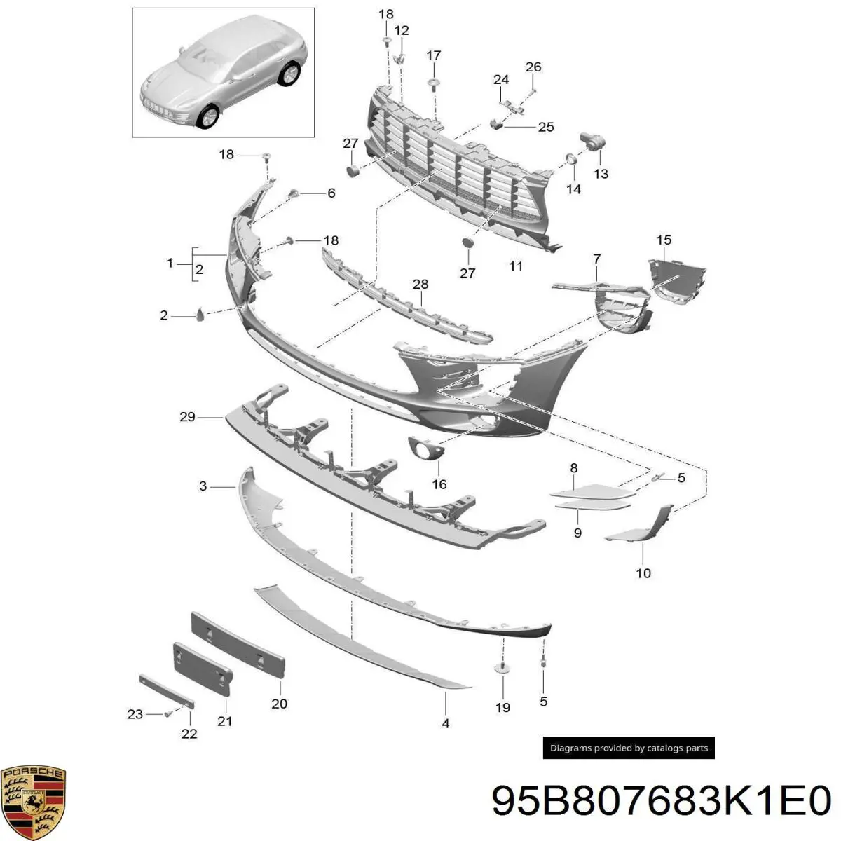  Porsche 95B807683K1E0 ціна, від 487.20 USD