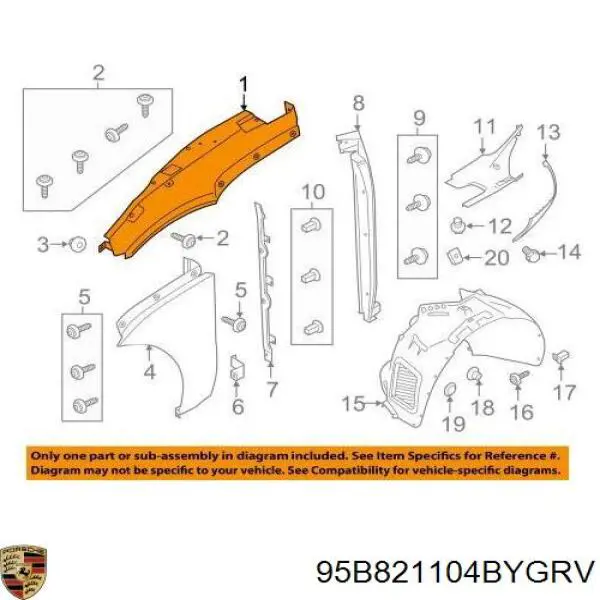 95B821104BYGRV Porsche Крило переднє праве