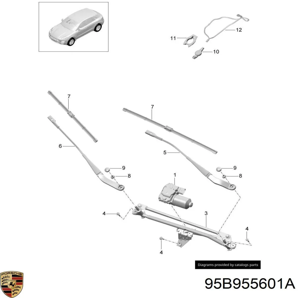 Трапеція щіток лобового скла Porsche 95B955601A ціна, від 93.92 USD