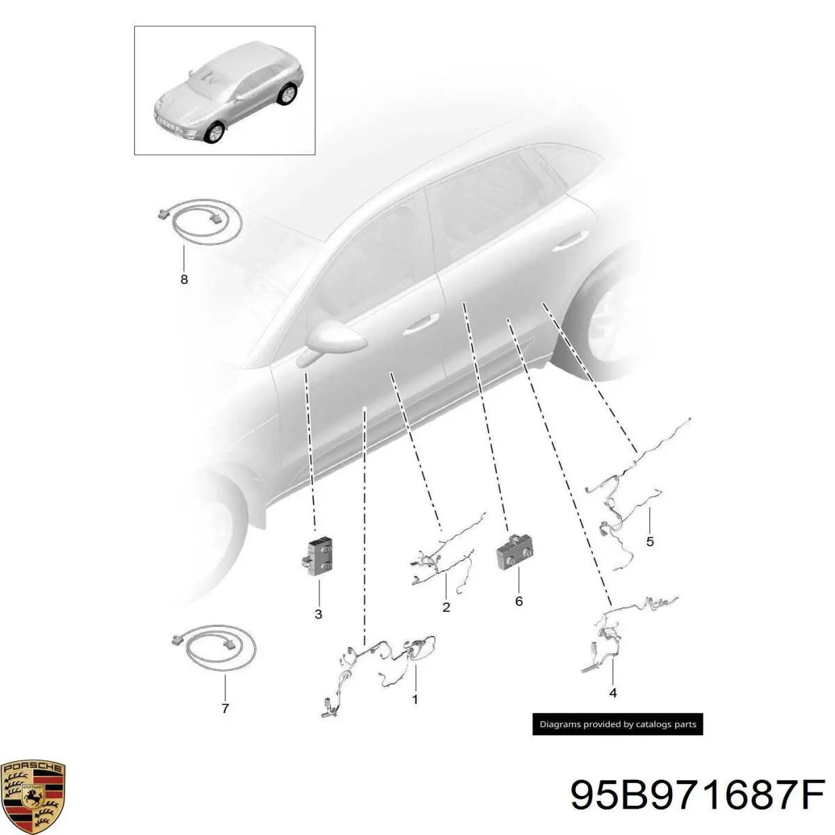 Джгут проводів задніх дверей Porsche 95B971687F ціна, від 35.55 USD