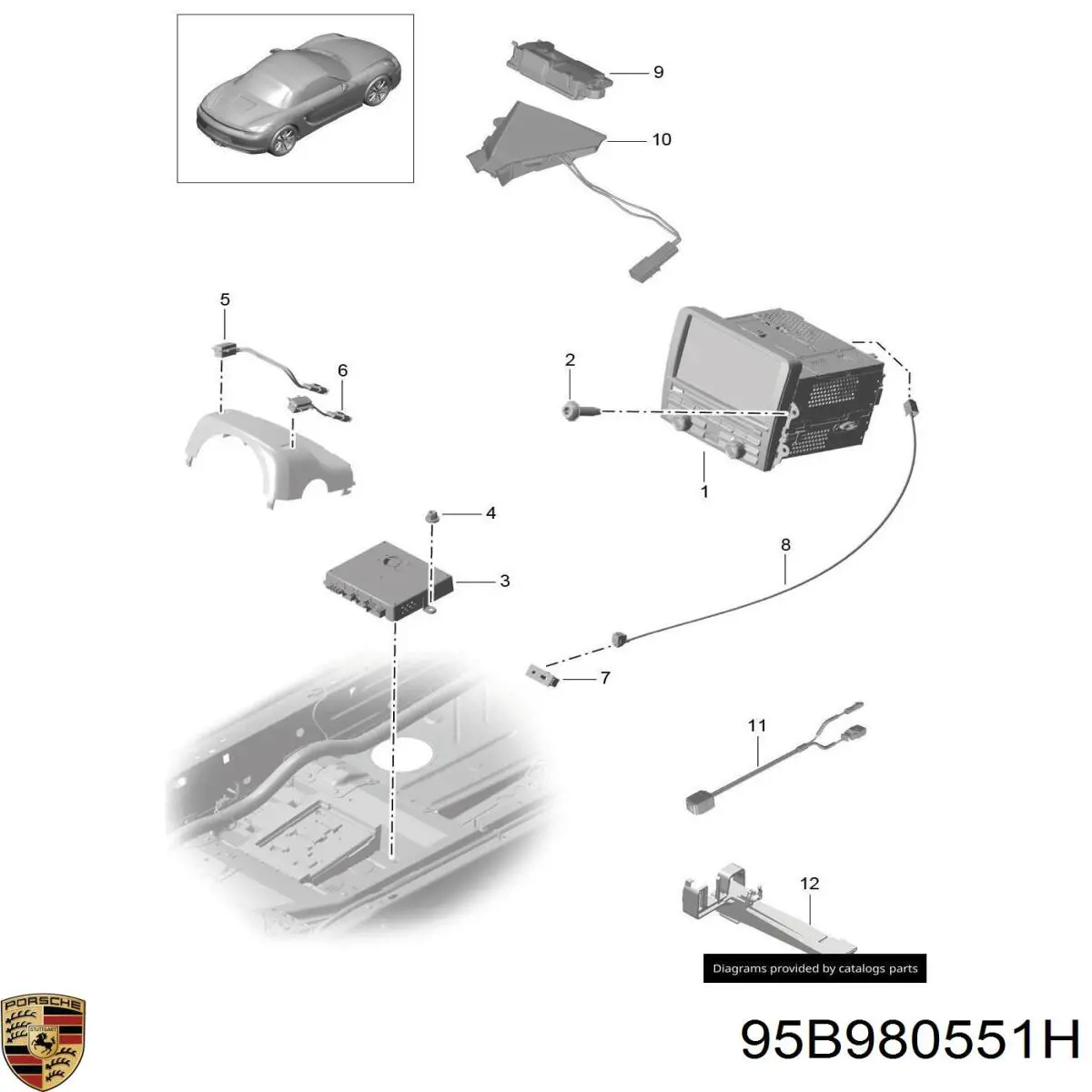 95B980551H Porsche Камера заднього виду