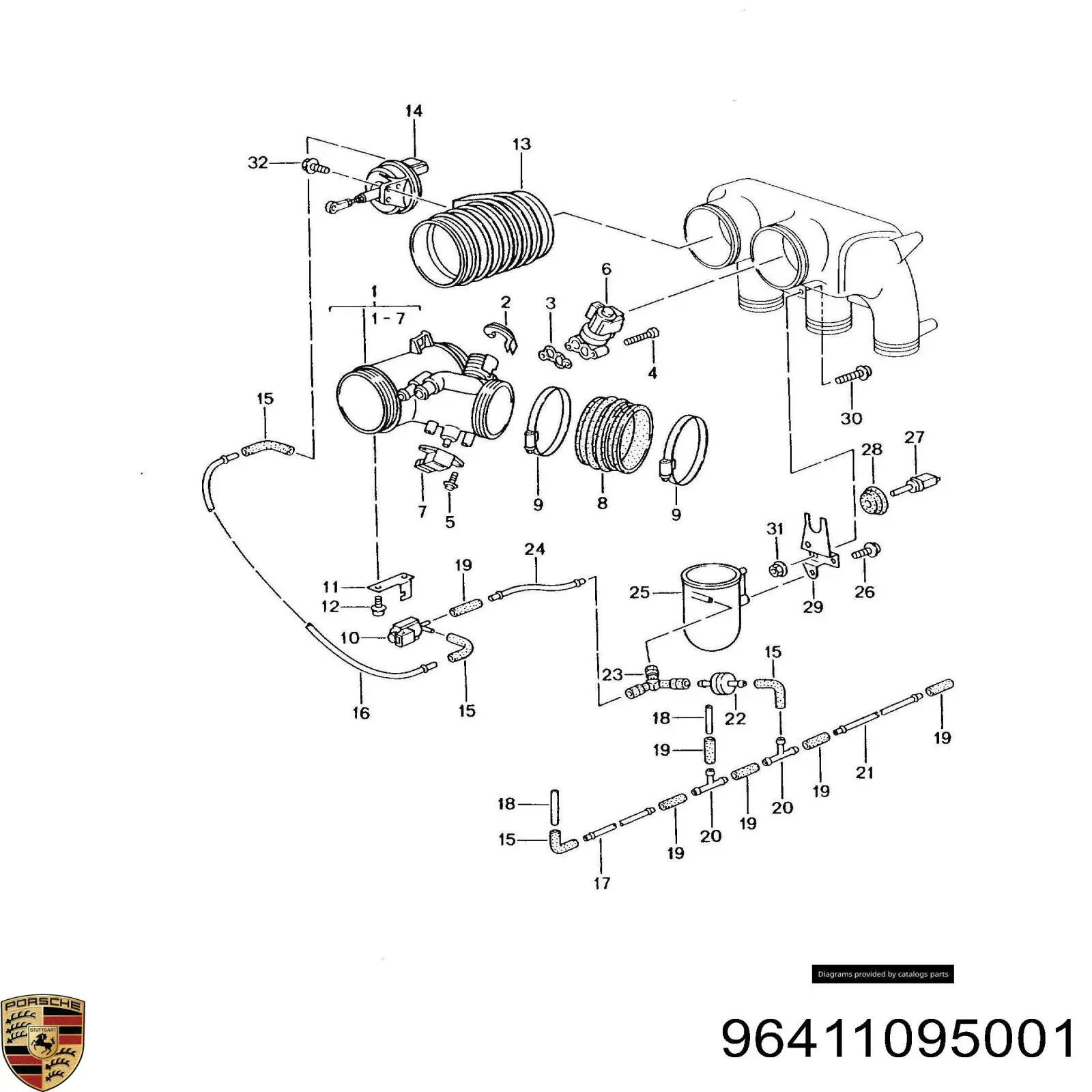 96411095002 Porsche Клапан PCV (вентиляції картерних газів)