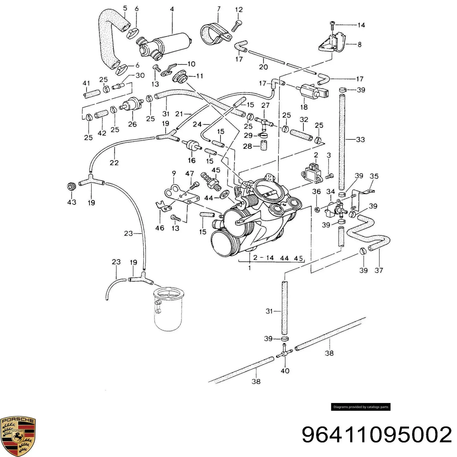 96411095002 Porsche Клапан PCV (вентиляції картерних газів)
