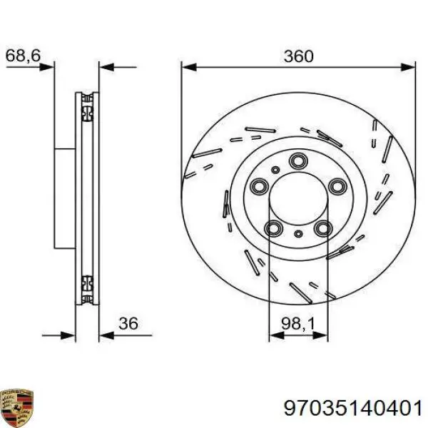 Купити 97035140401 Porsche Ротор гальмівний