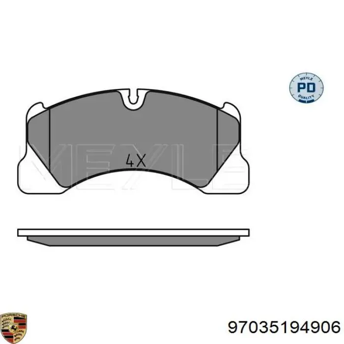 Купити 97035194906 Porsche Колодки гальмівні передні, дискові