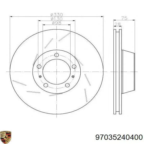 Гальмівні диски 97035240400 Porsche
