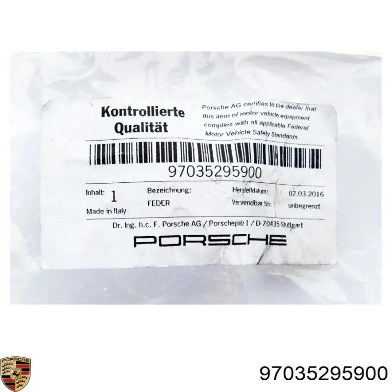 Пружинна засувка супорту Porsche 97035295900 ціна, від 53.49 USD
