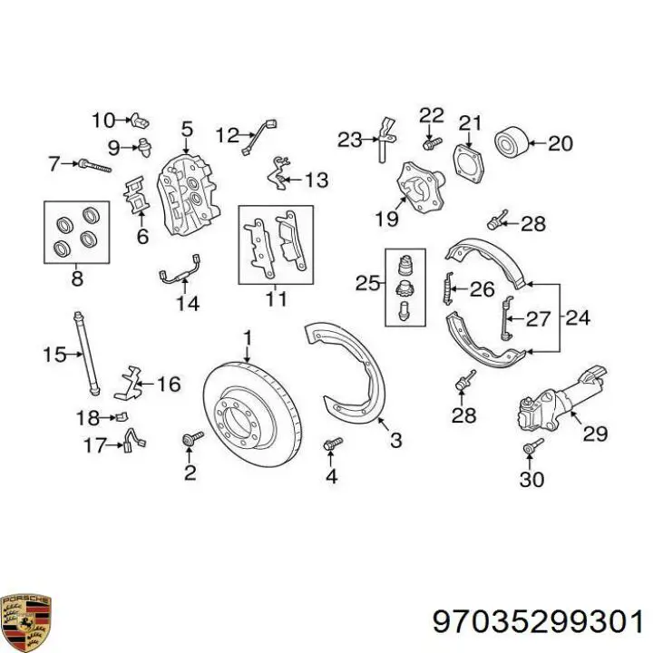Колодки ручника / стоянкового гальма Porsche 97035299301 ціна, від 25.00 USD