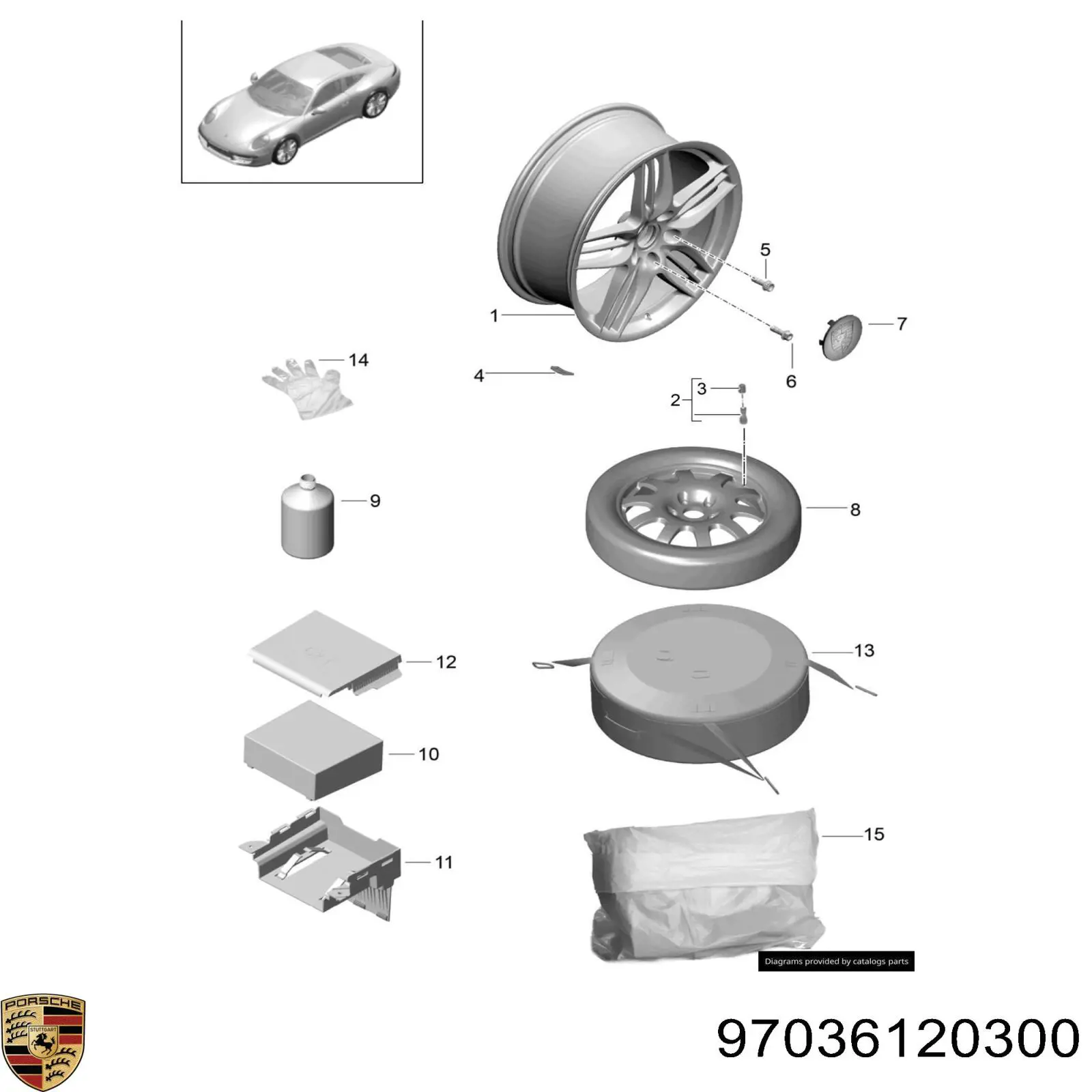 Колісний болт Porsche 97036120300 ціна, від 7.47 USD