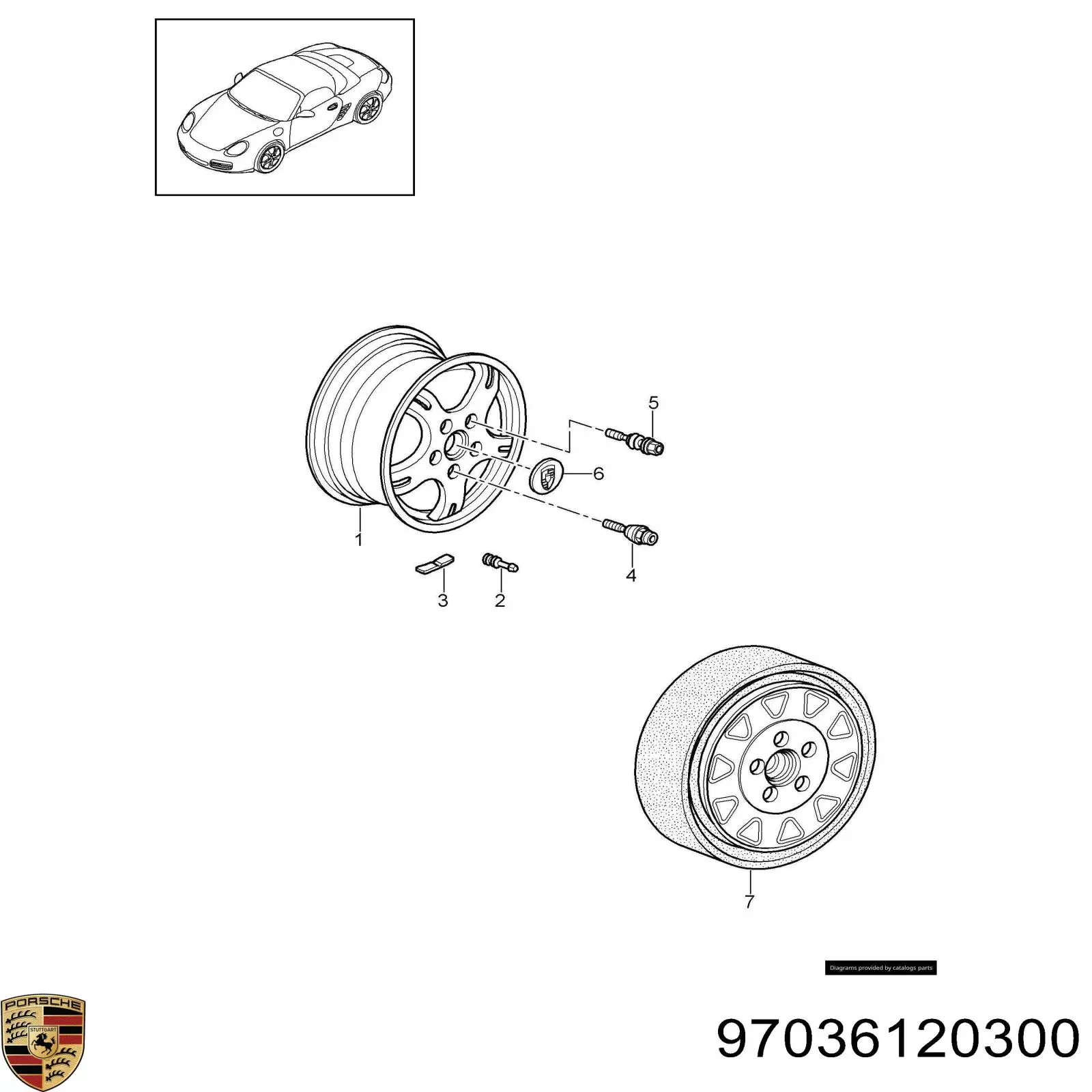 Колісний болт 97036120300 Porsche