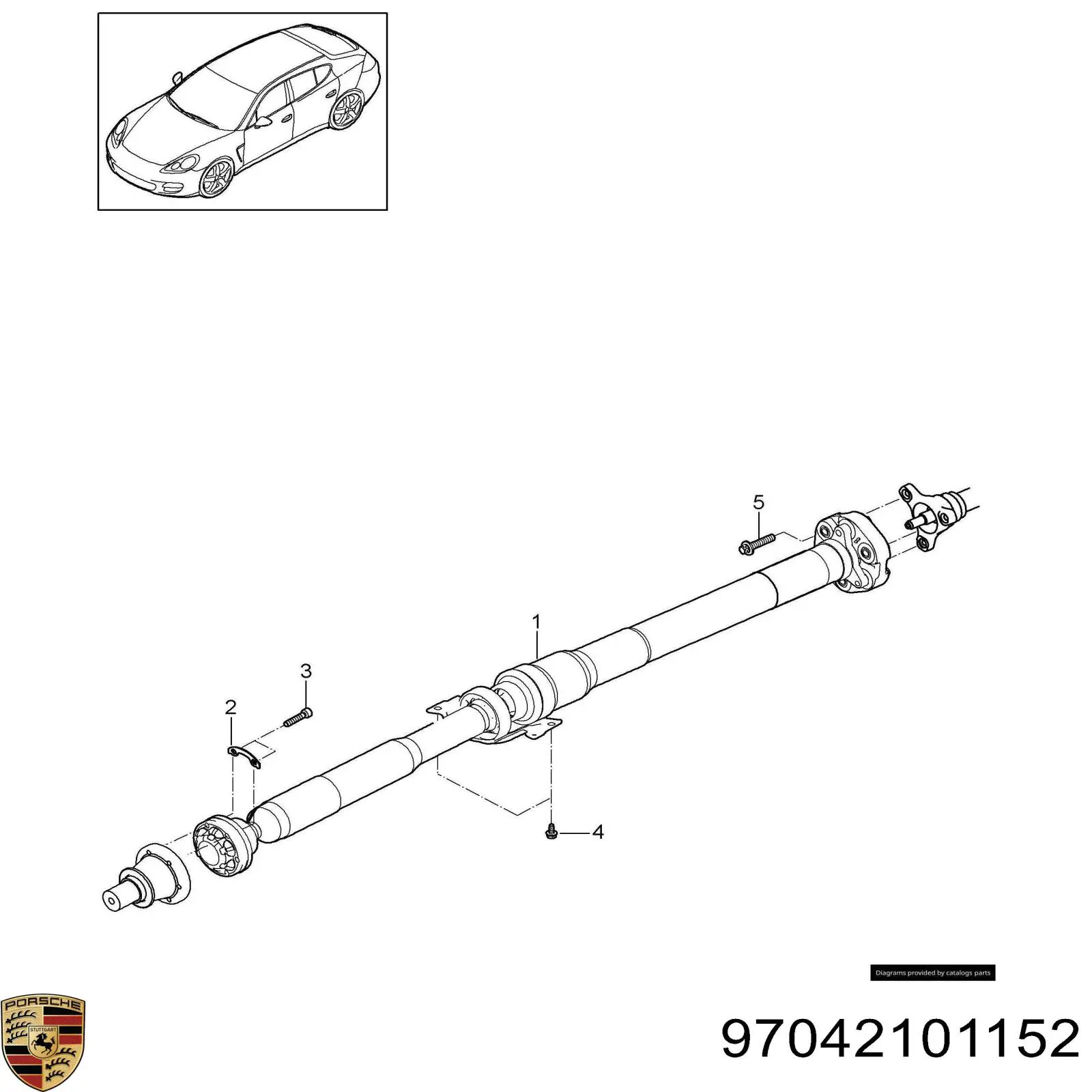 Вал карданний задній, у зборі Porsche 97042101154 ціна, від 285.39 USD