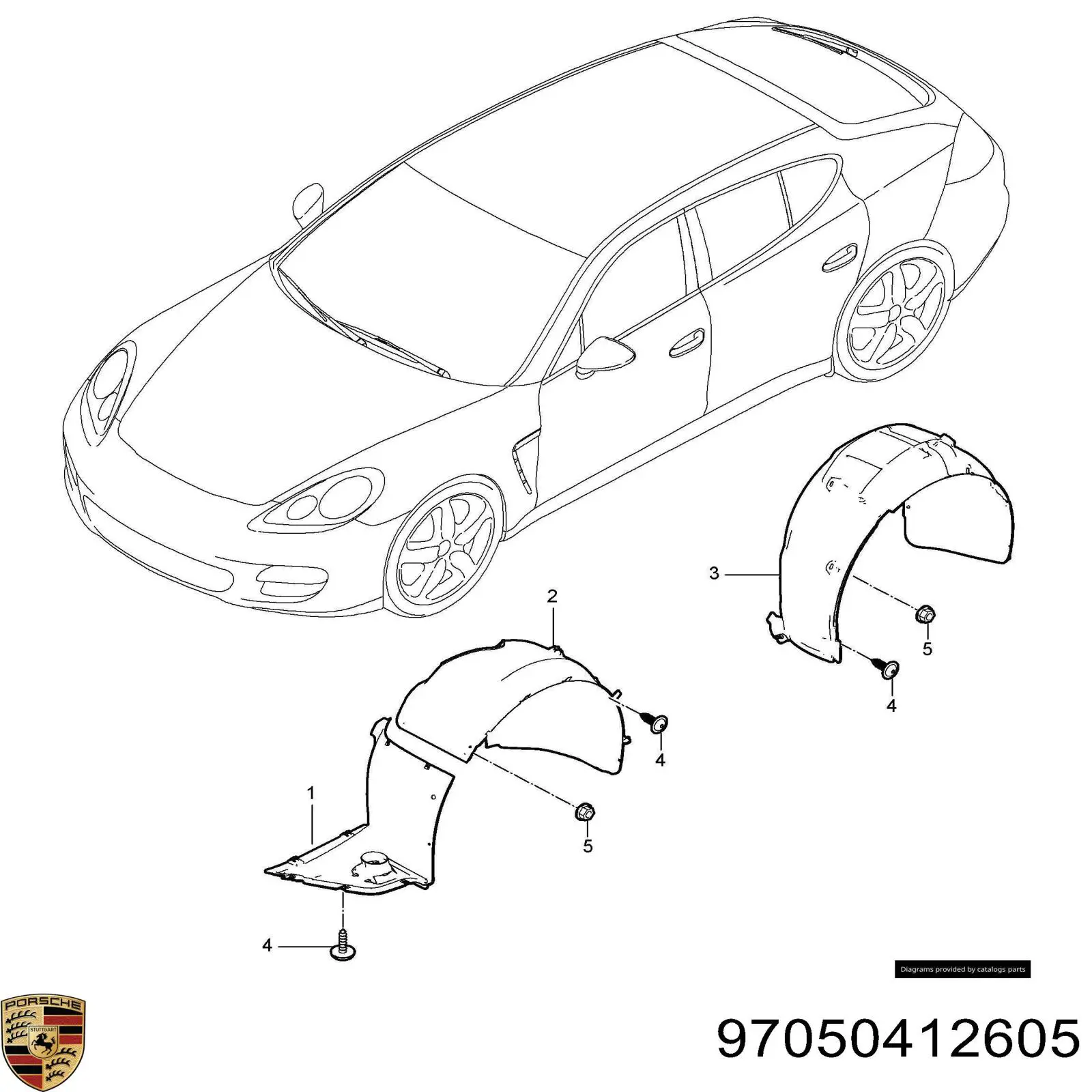 97050412605 Porsche Підкрилок переднього крила, лівий