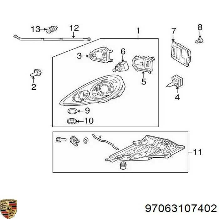 97063107402 VAG Кронштейн-адаптер кріплення фари передньої, правої