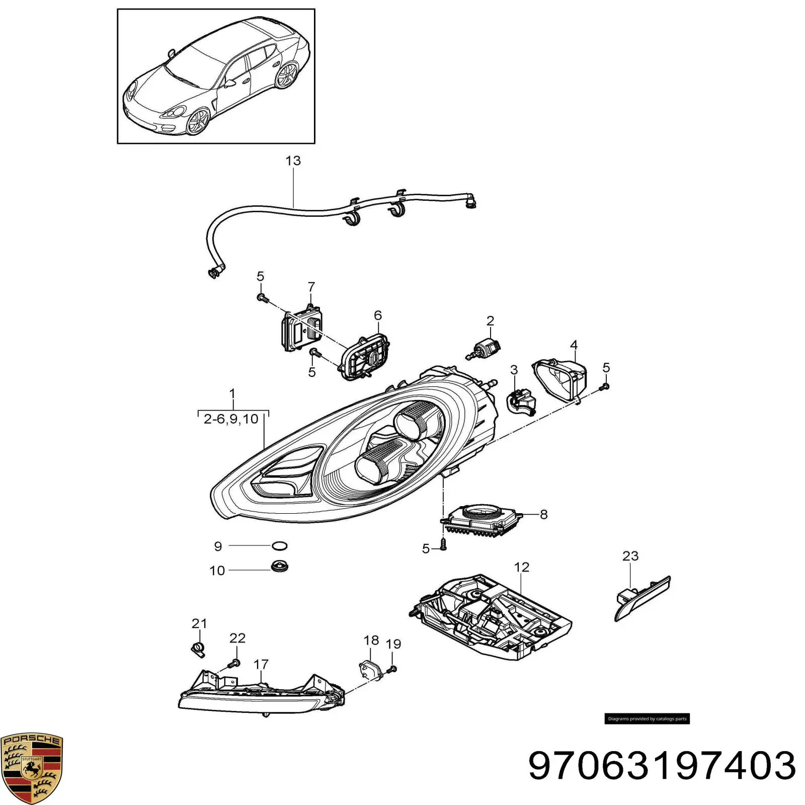 97063197403 Porsche Основна фара - вставка