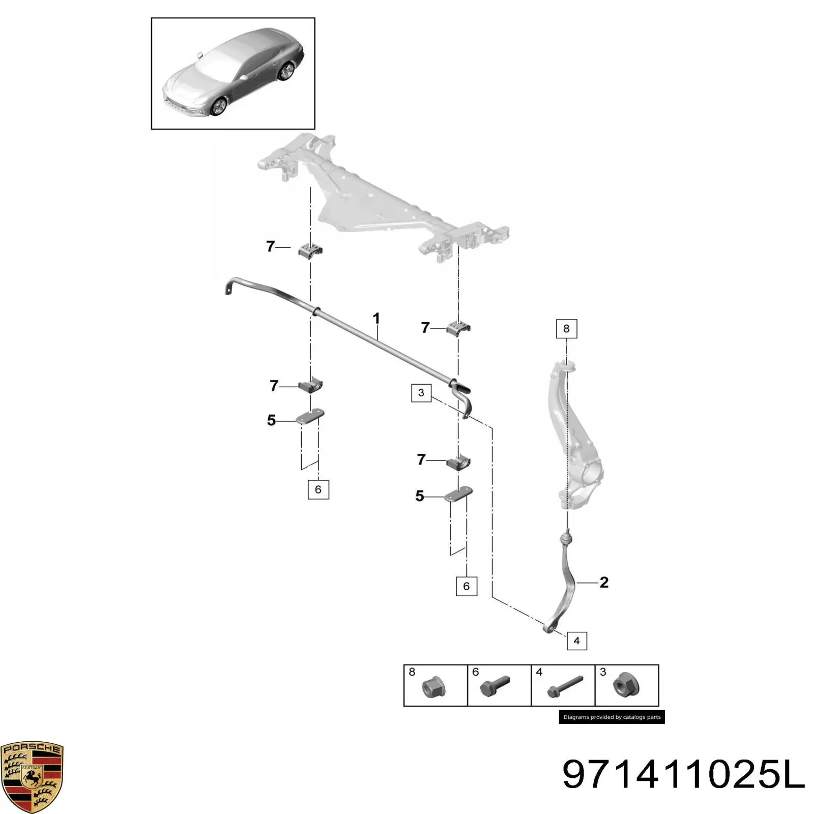 971411025L Porsche Стабілізатор передньої підвіски