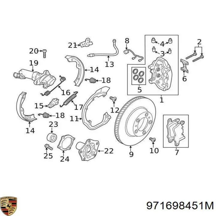 Задні гальмівні колодки Porsche 971698451M ціна, від 60.00 USD