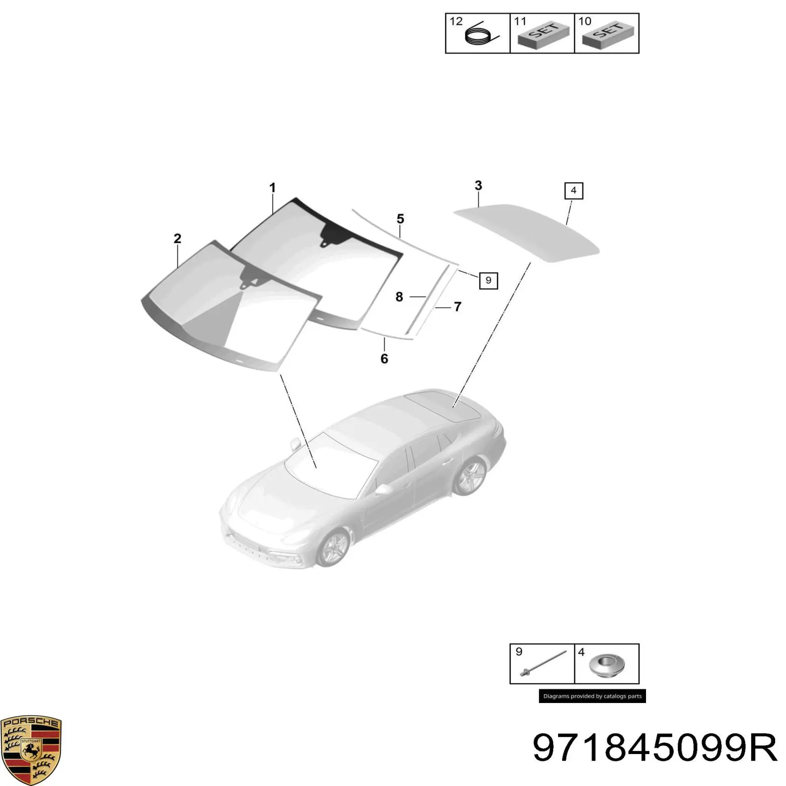 971845099 Porsche Автомобільне скло