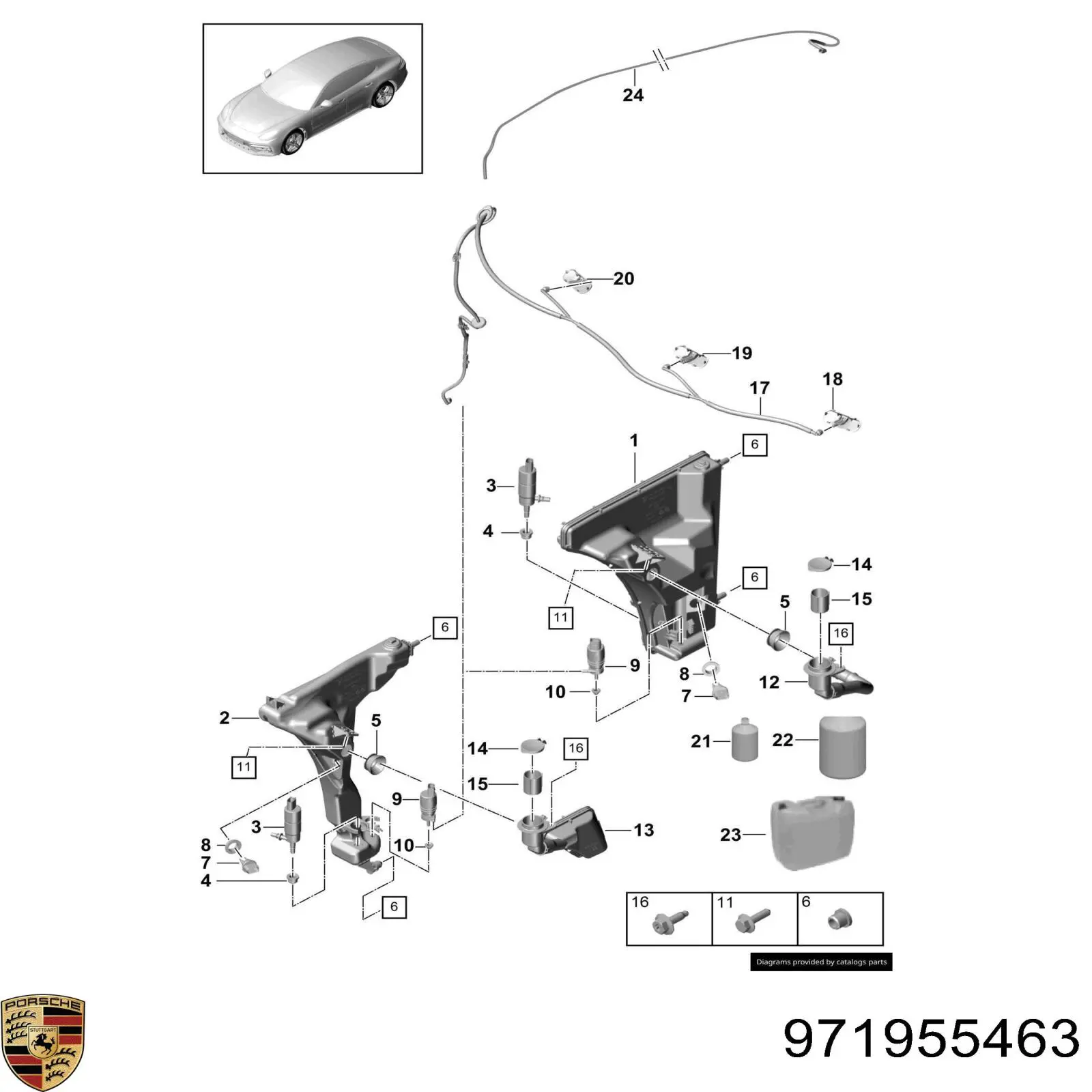 Горловина бачка омивача Porsche 971955463 ціна, від 29.15 USD