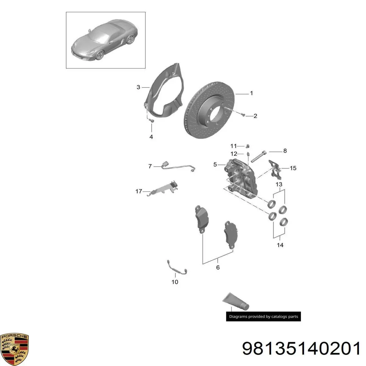 Диск переднього гальма Porsche 98135140201 ціна, від 140.82 USD
