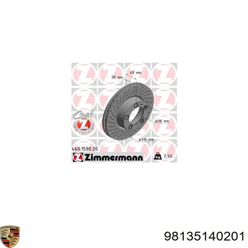 Купити 98135140201 Porsche Ротор гальмівний