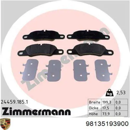 98135193900 Porsche Передні гальмівні колодки