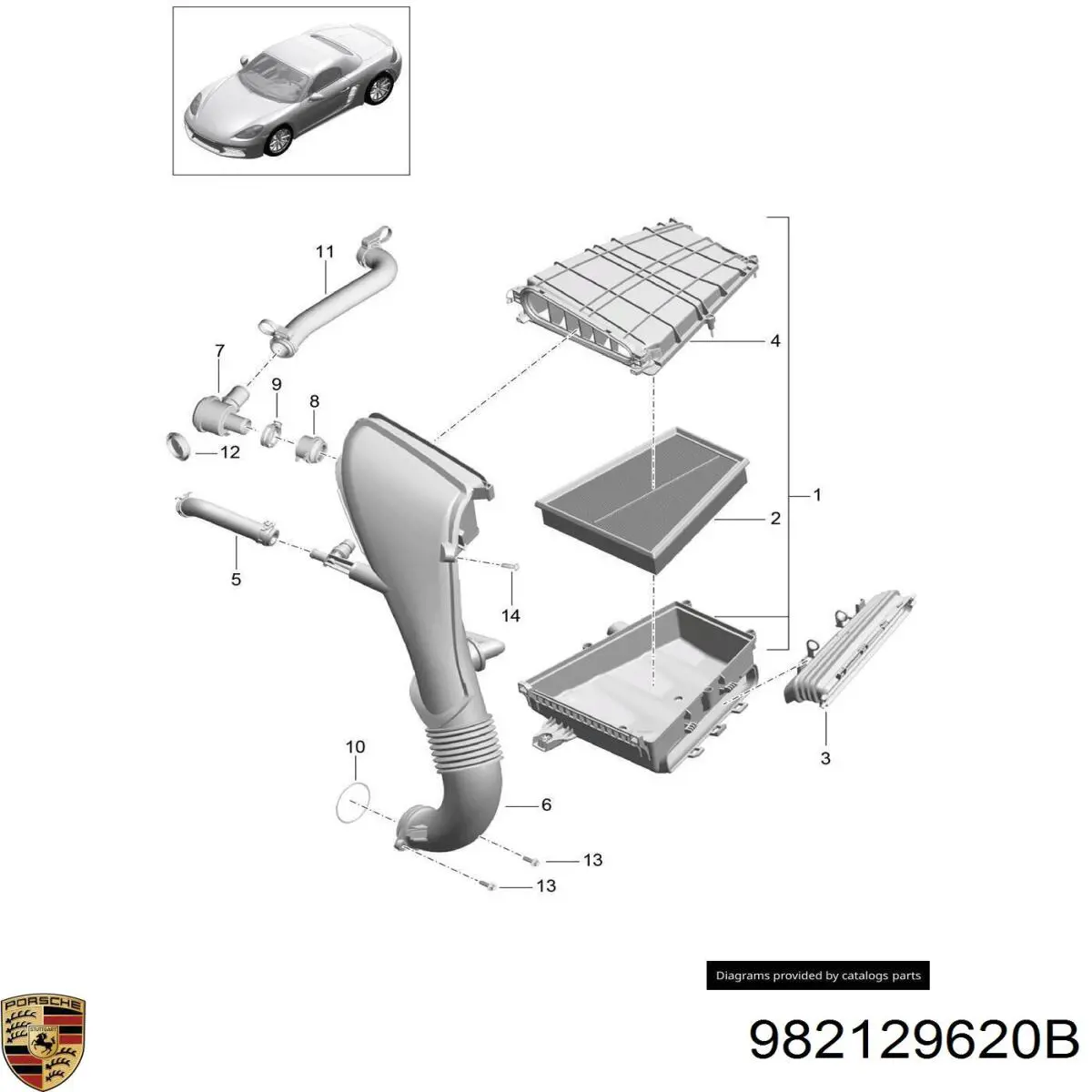 Купити 982129620B Porsche Автомобільний фільтр повітря