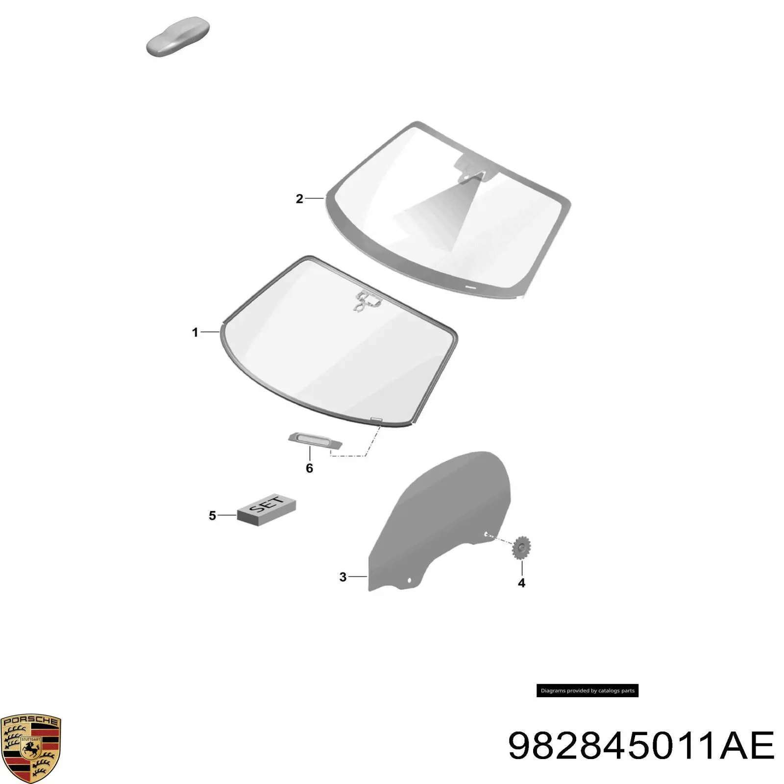 982845011AE Porsche Автомобільне скло