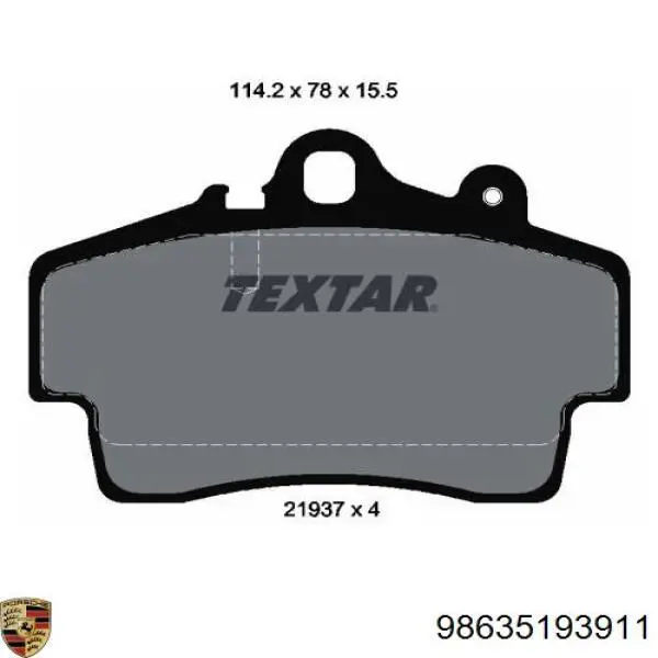 Купити 98635193911 Porsche Колодки гальмівні передні, дискові