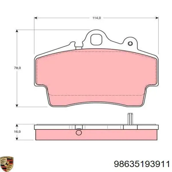 Гальмівні колодки Porsche 98635193911 ціна, від 62.26 USD
