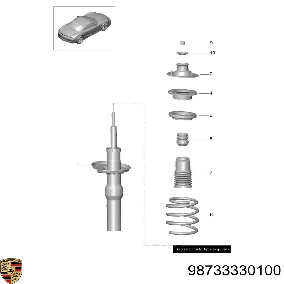 Купити 98733330100 Porsche Буфер-відбійник амортизатора заднього