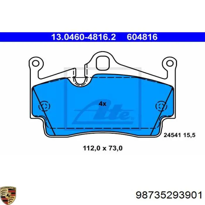 Задні гальмівні колодки Porsche 98735293901 ціна, від 47.43 USD