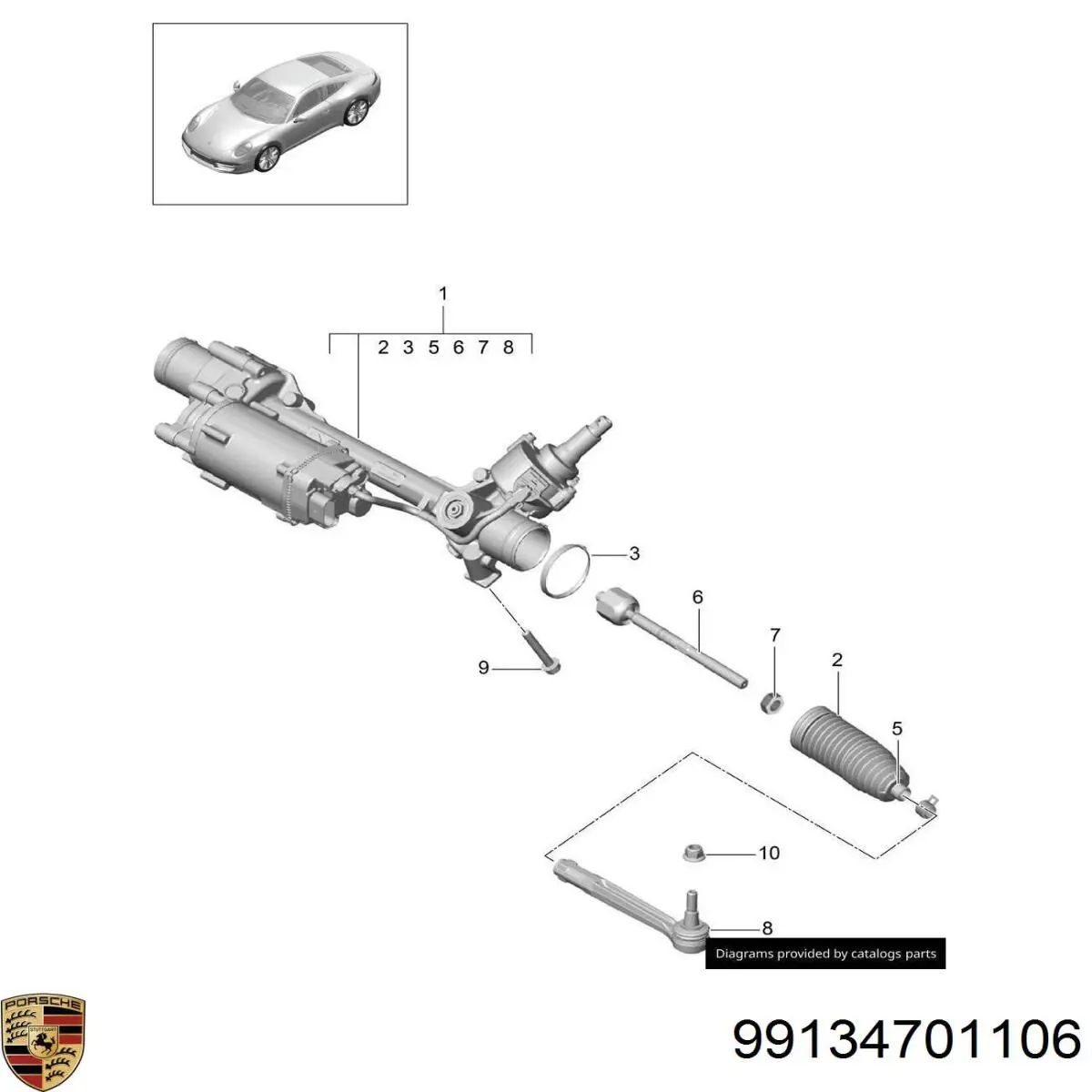 Управління рульове в зборі Porsche 99134700514 ціна, від 855.19 USD