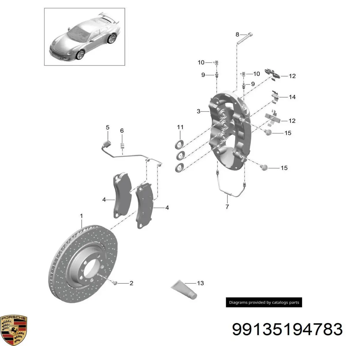 Купити 99135194782 Porsche Колодки гальмівні передні, дискові