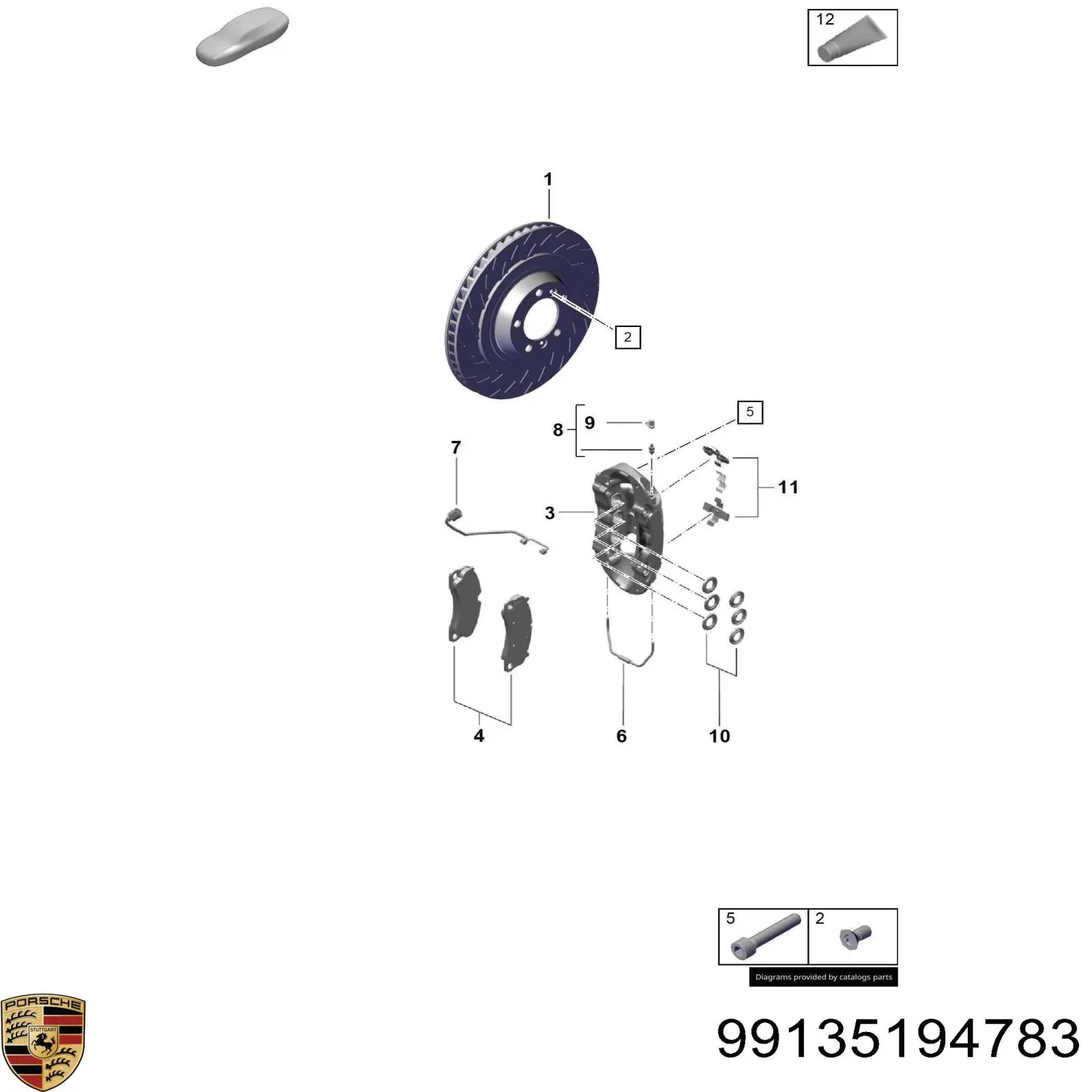 Колодки гальмівні передні, дискові 99135194783 Porsche