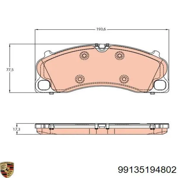Гальмівні колодки Porsche 99135194802 ціна, від 27.48 USD