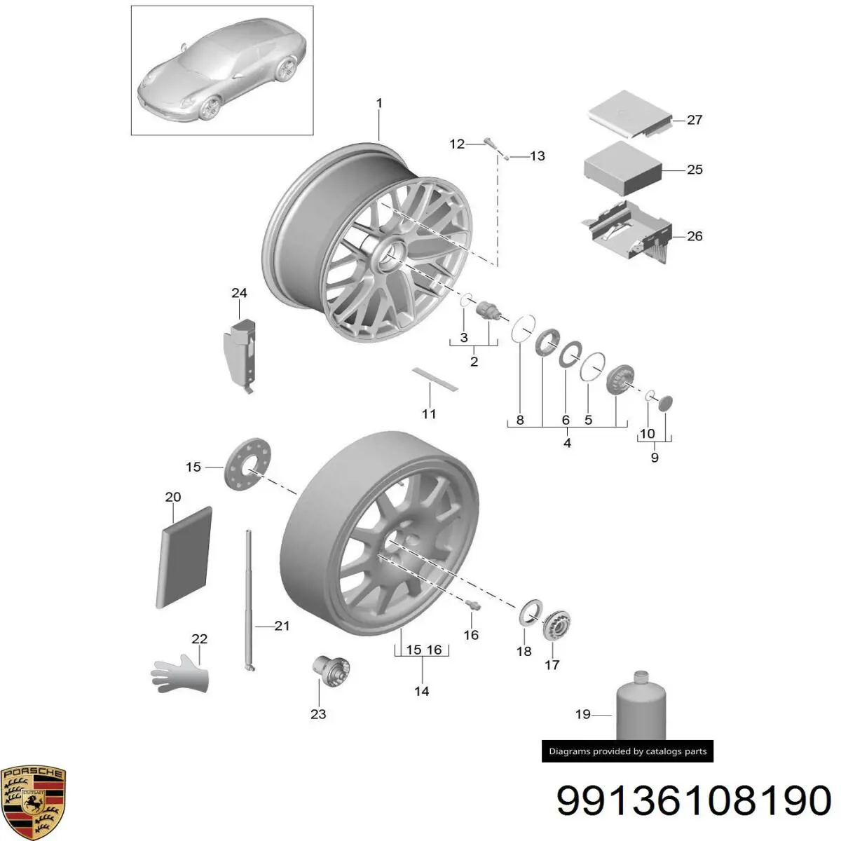  Porsche 99136108190 ціна, від 491.81 USD