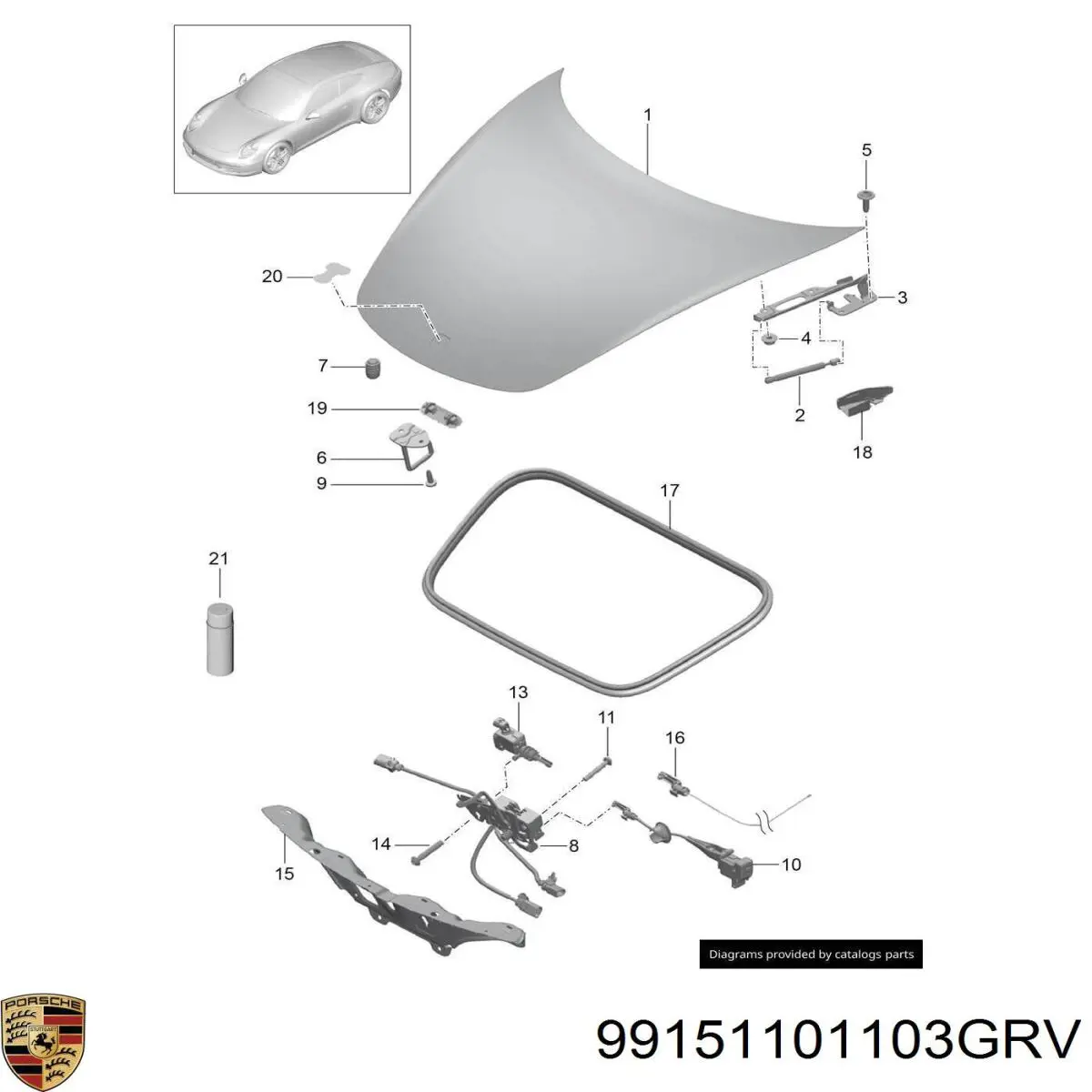Купити 99151101103GRV Porsche Капот