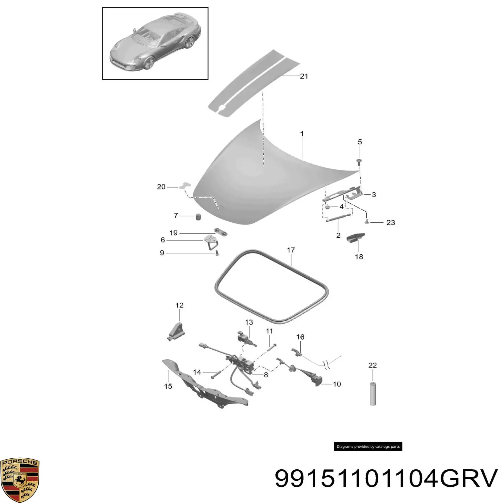 Капот 99151101104GRV Porsche