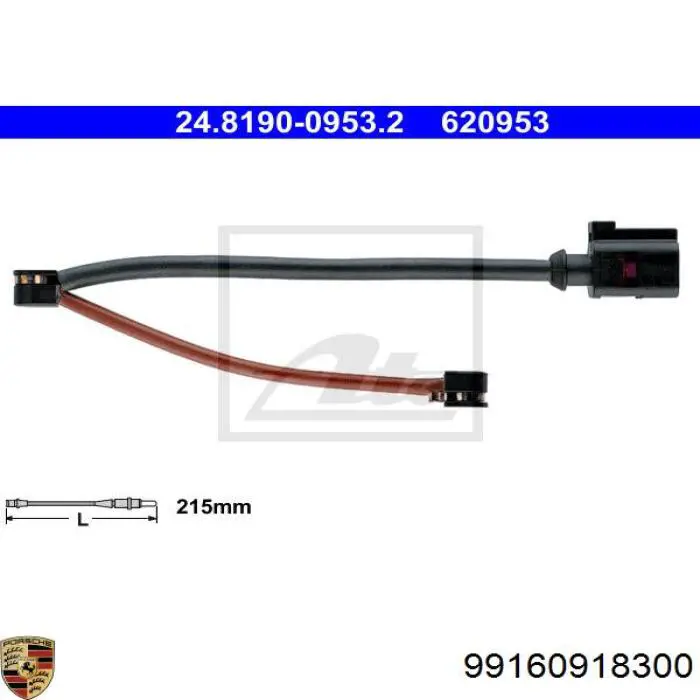 Датчик зносу гальмівних колодок, задній 99160918300 Porsche