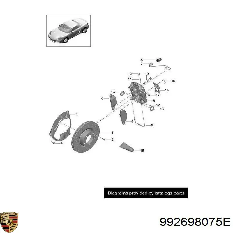 Колодки гальмівні передні, дискові 992698075E Porsche