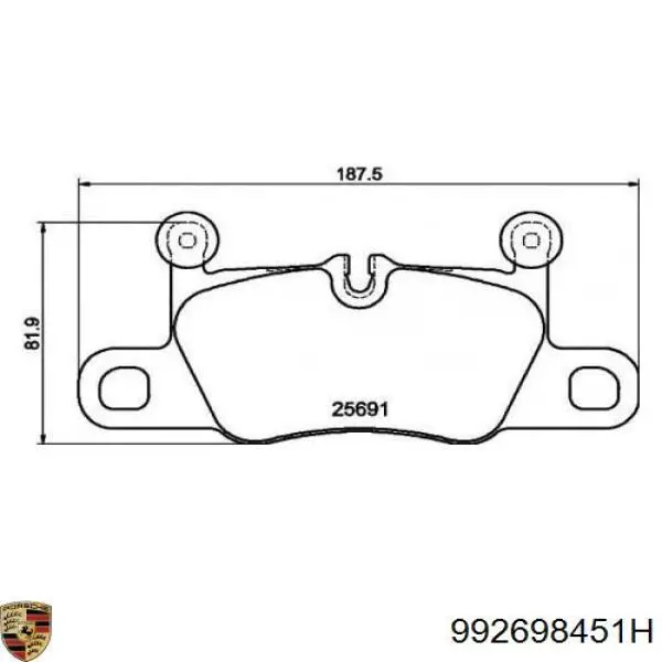 Задні гальмівні колодки Porsche 992698451H ціна, від 411.59 USD