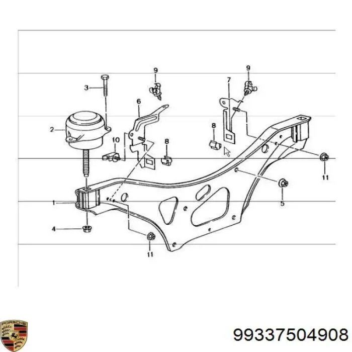 Купити 99337504908 Porsche Подушка (опора) двигуна, ліва