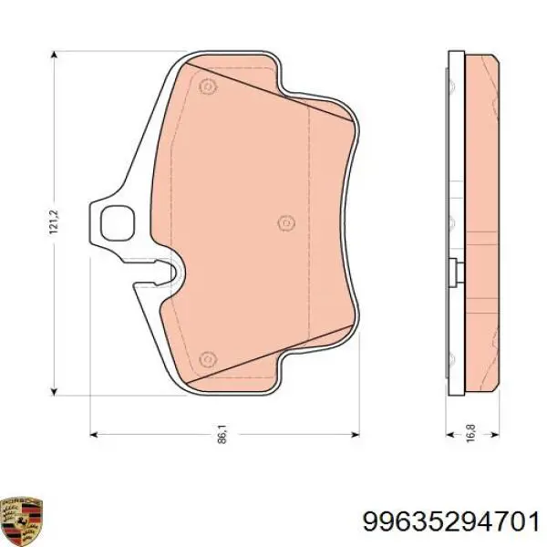 99635294701 Porsche Колодки гальмівні задні, дискові