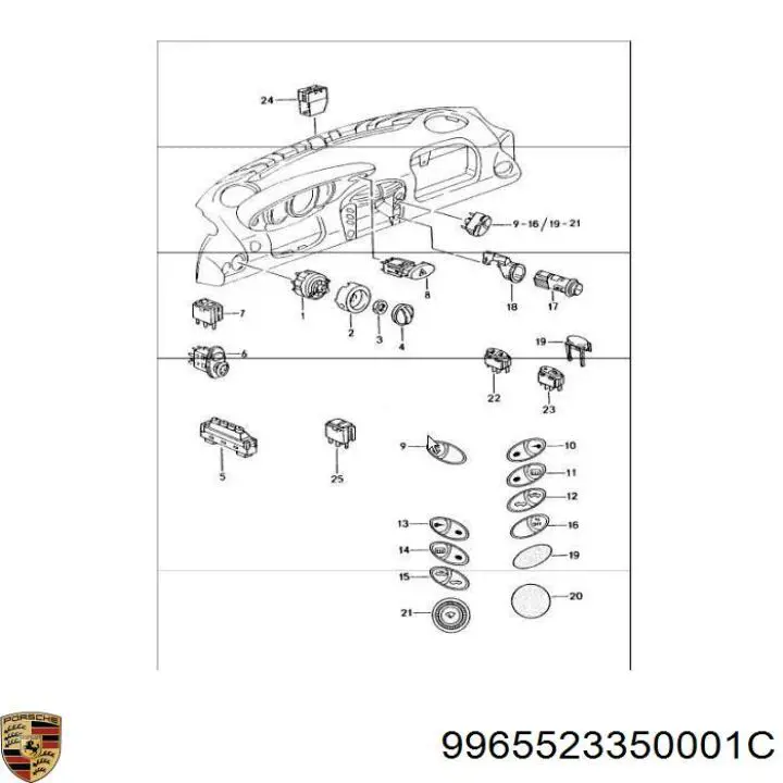 Попільничка центральної консолі Porsche 9965523350001C